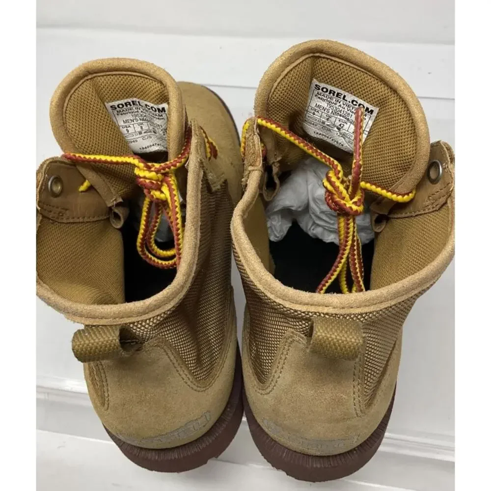 SOREL CARIBOU OTM Tan Suede Fabric Waterproof Winter Boots Women’s Size 9